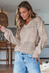Eyelet Pattern Detail V Neck Drop Shoulder Sweater